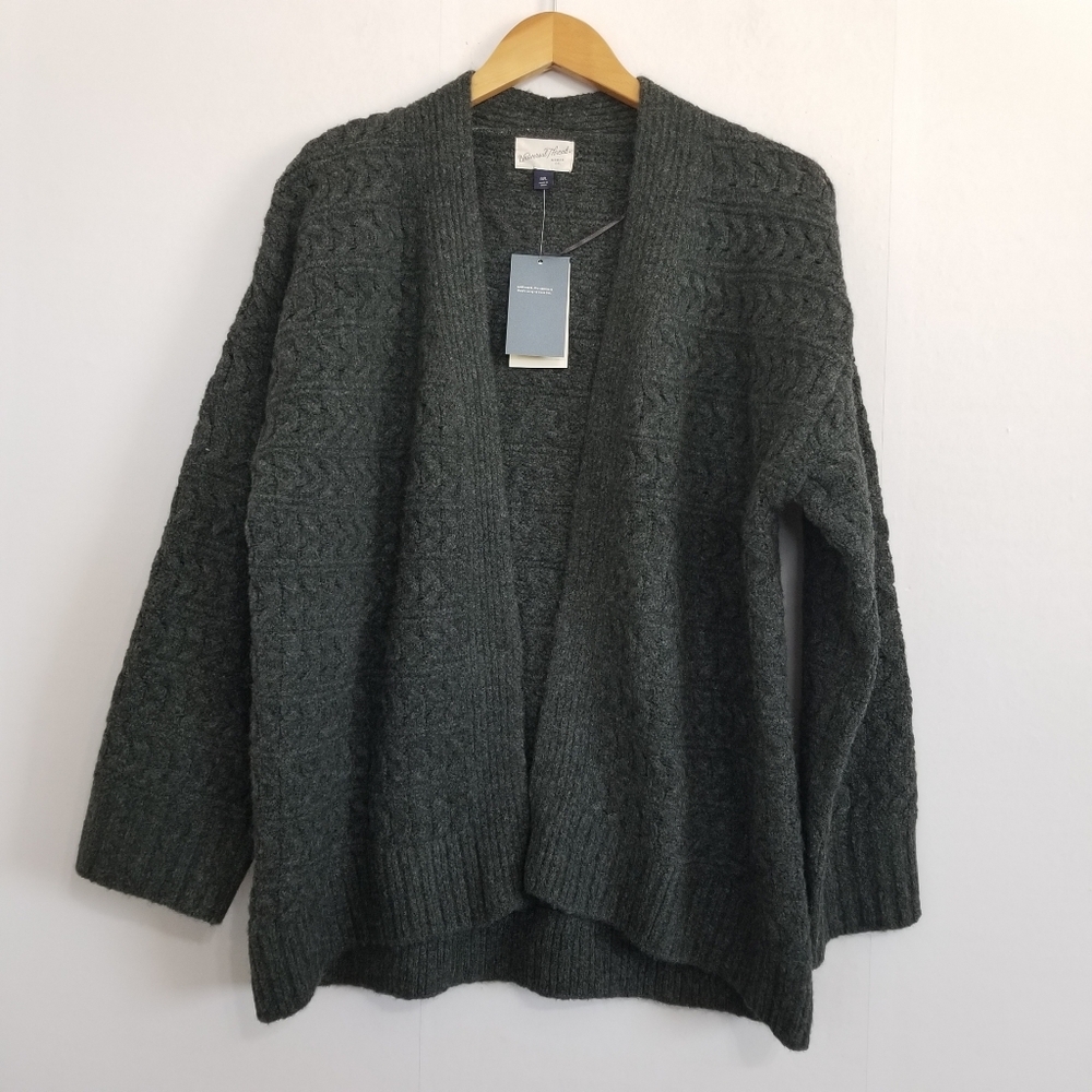 NWT Universal Thread Charcoal Gray Cashmere Like Sweater Open Cardigan Size M/L